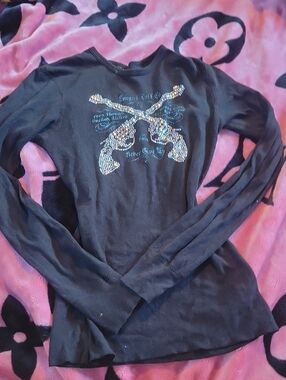 Rhinestone Crossed Pistols Long Sleeve